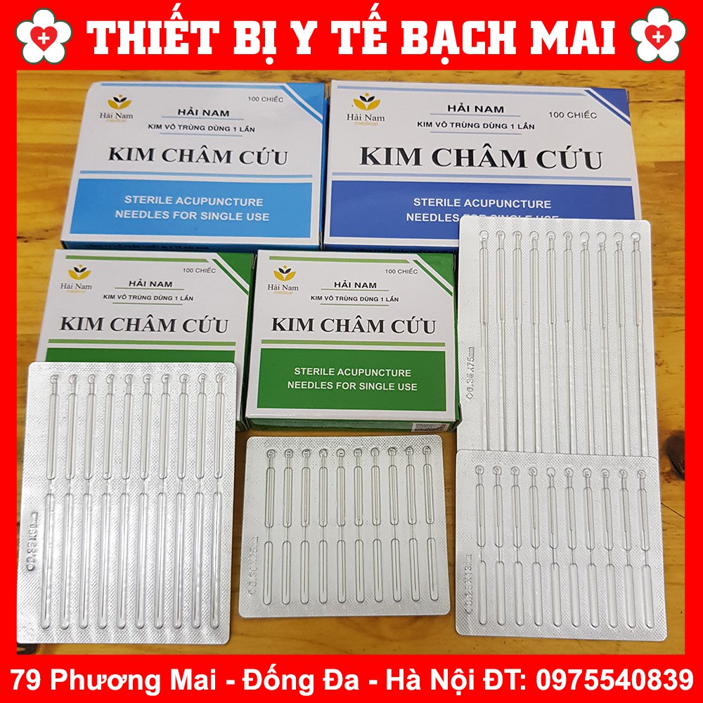 [Hộp 100] Kim Châm Cứu Hải Nam Tiệt Trùng Các Số