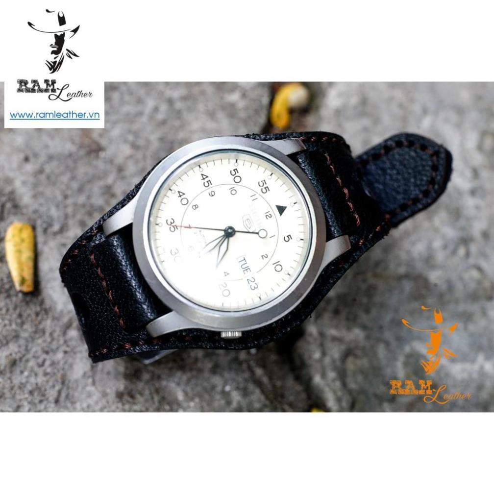 Dây đồng hồ Bundstrap BX quân đội Đức – da dê đen cực chất . *