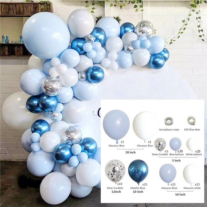 104pcs macaron bạc màu xanh Latex Ballon... lễ sinh nhật tổ chức một bữa tiệc bằng đại dương cung cấp kết quả bong bóng.