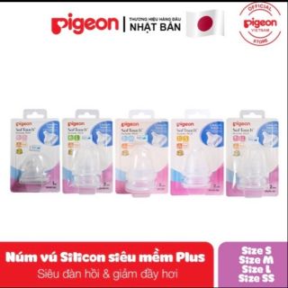 (Chính hãng) Núm ti Pigeon cổ rộng hàng nhập khẩu đủ size S/M/L/Y cắt