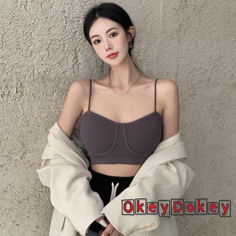 Áo Lửng Hai Dây Dệt Kim Mỏng Ôm Dáng Mềm Mại Màu Trơn Có Ngực Thời Trang Mùa Hè Cho Nữ