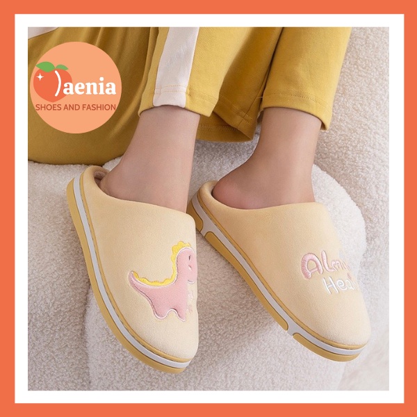 Dép bông nữ hình thú cute đế cao su chống nước JAENIA DB001