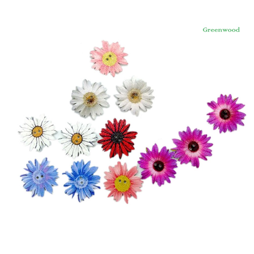 Set 50/100 cúc gỗ hình hoa cúc nhiều màu sắc dùng trang trí