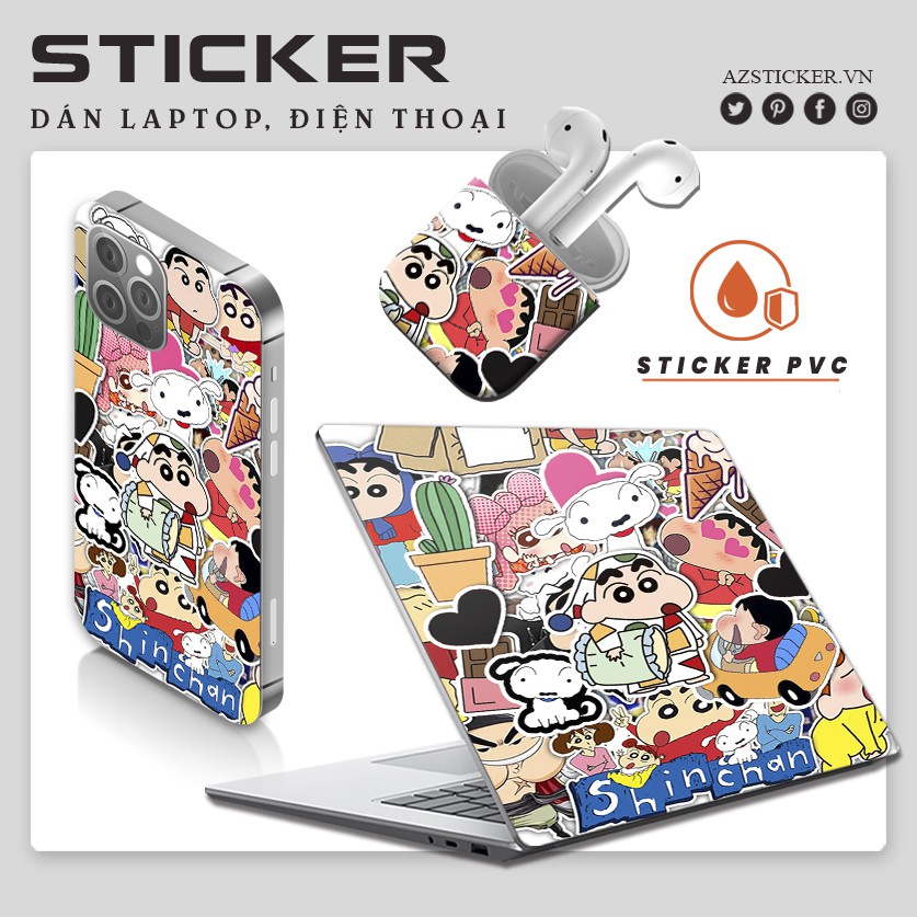 Sticker Shin Cậu Bé Bút Chì Chống Nước Chống Phai Màu | STK11 | Hình Dán Sticker Dán Mũ Bảo Hiểm Laptop Điện Thoại Sổ