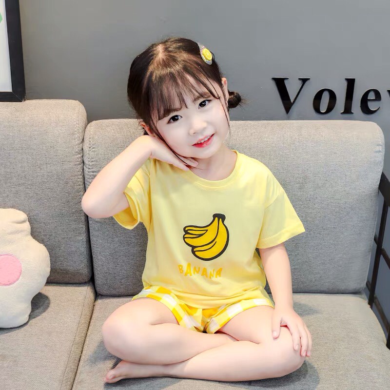 Bộ Quần Áo Cho Bé Gái Họa Tiết Dâu - Chuối Đáng Yêu
