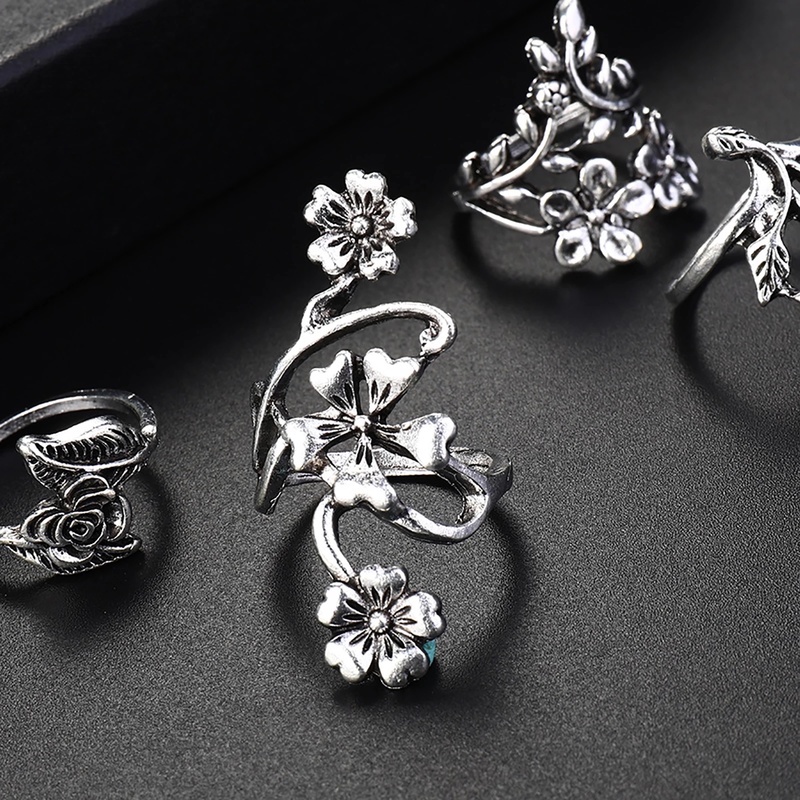 Set 4 Nhẫn Đeo Khớp Ngón Tay Nhiều Màu Sắc Phong Cách Bohemia