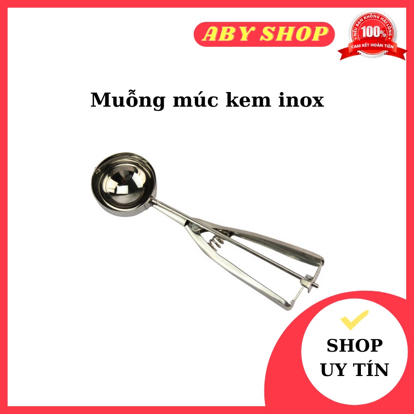 Muỗng múc kem inox ⚡ HÀNG CAO CẤP ⚡ muỗng múc được thiết kế tay cầm vừa vặn và nút gạt kem tiện lợi