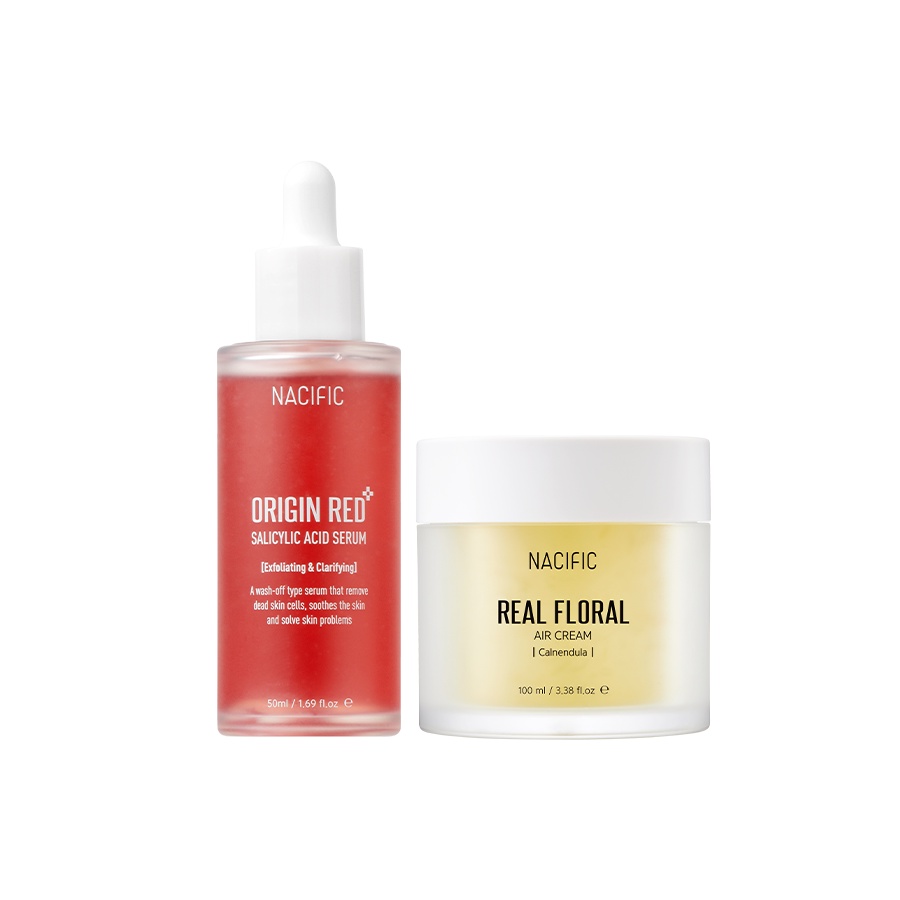 Combo Tinh chất Origin Red Salicylic Acid Serum 50ml + Kem dưỡng Real Floral Air Cream Calendula 100ml