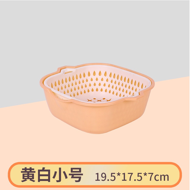 Rổ Rửa Rau Củ Quả Hai Lớp Dày Dặn Sáng Tạo Màu Sắc Tương Phản Dành Cho Nhà Bếp