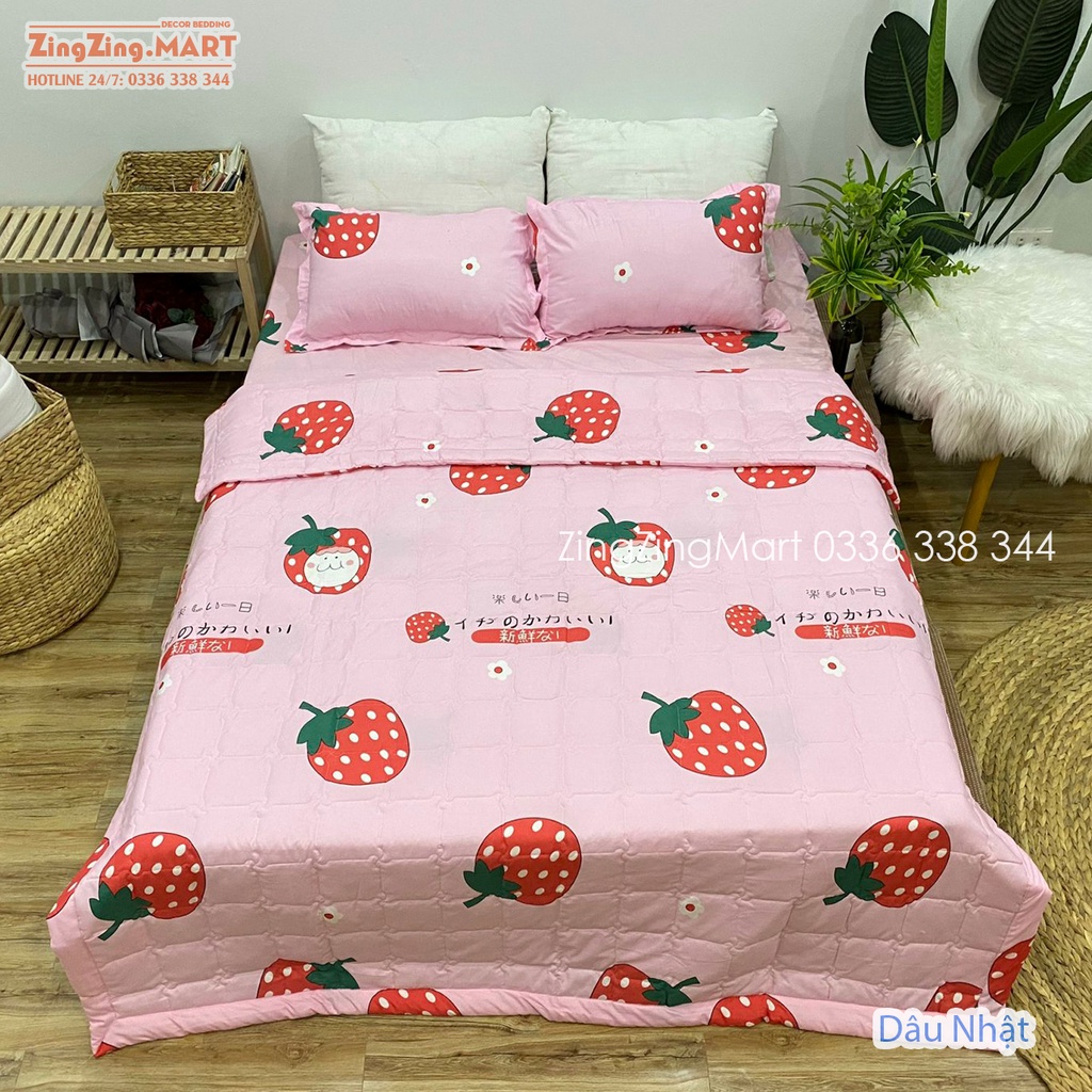 [Rẻ vô địch] Sét 5 Chăn Ga Gối Hè Cotton Poly 2023 | Mẫu Bò Xám (Được lựa mẫu thoải mái)