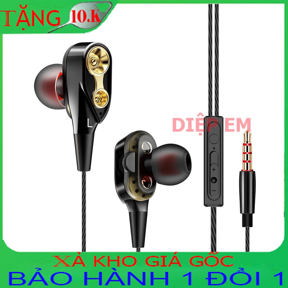 XẢ KHO-Tai nghe HiFi lõi kép 4 sợ cuốn.4 loa mini.bass siêu trầm-Tai nghe dùng cho điện thoại xiaomi,samsung,oppo,nokia,