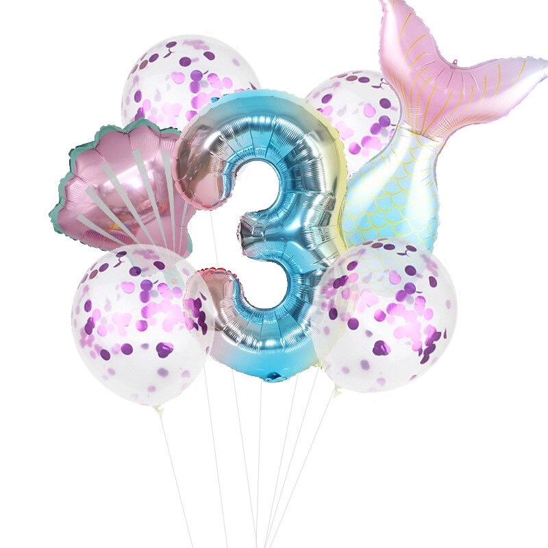 Bộ 7 Bong Bóng Hình Nàng Tiên Cá Xinh Xắn