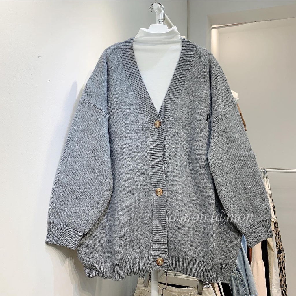 210712 Cardigan len dày - áo len nữ ulzzang - áo cardigan len oversize chất len dày thêu chữ