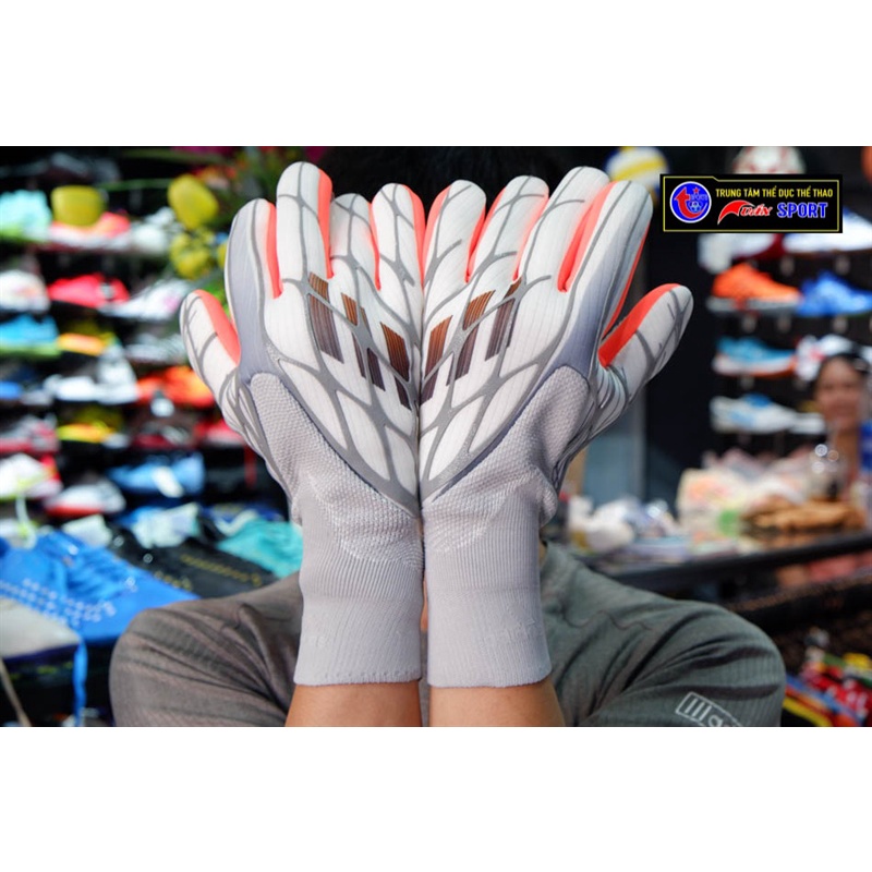 Găng Tay thủ môn ADI@DAS X GL PRO (không xương) - trắng cam xám(size 8-9-10)