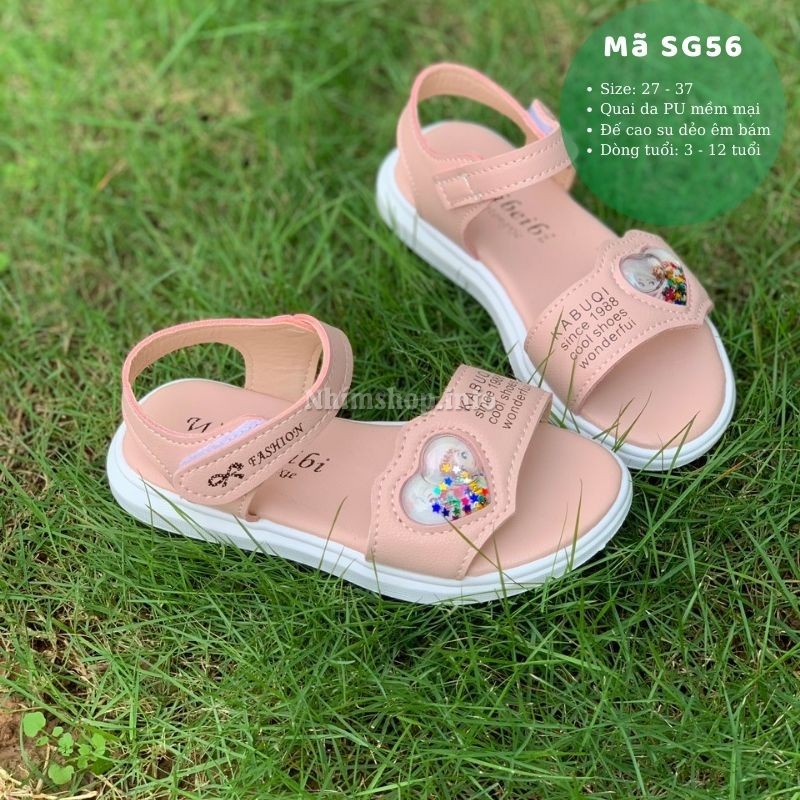 Sandal bé gái 3 - 12 tuổi quai ngang họa tiết Elsa Anna da mềm quai hậu thời trang phong cách Hàn Quốc SG56