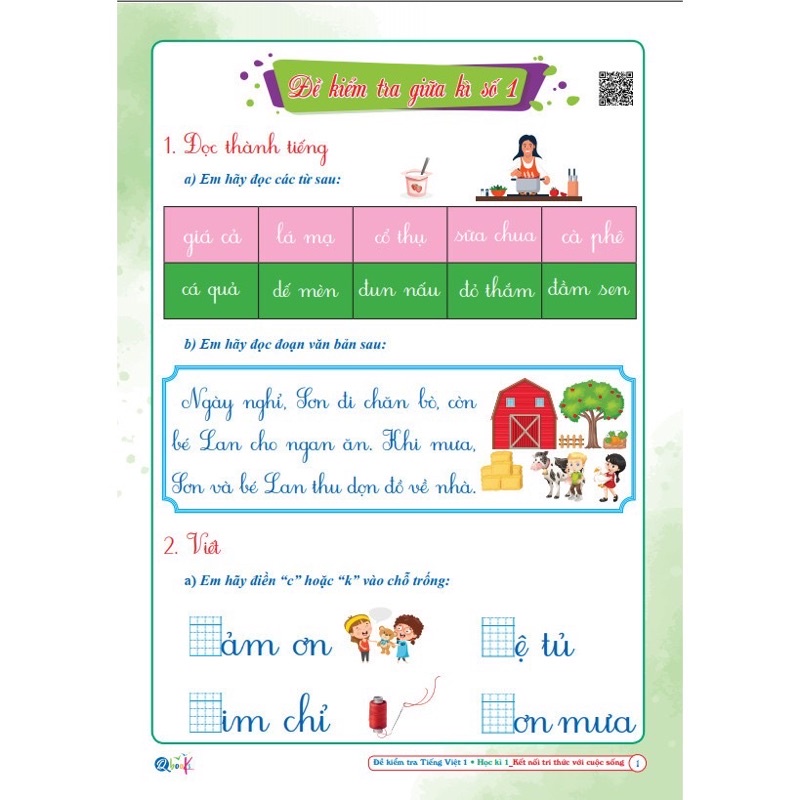 Sách - Bài Tập Tuần và Đề Kiểm Tra lớp 1 - Toán và Tiếng Việt học kì 1 - Kết nối tri thức với cuộc sống