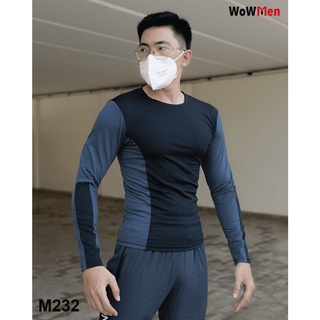 Áo Thun Nam Dài Tay Thun Lạnh Phối Màu Áo Giữ Nhiệt Tập Gym Thể Thao local brand WoW Men- M232