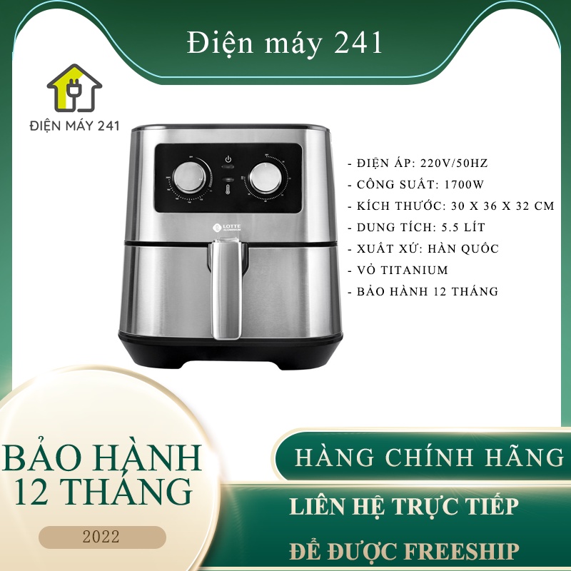 Nồi chiên không dầu LOTTE - LTS-AF5SM - Chính hãng - Bảo hành 12 tháng