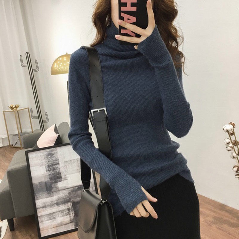 Áo sweater dệt kim cổ lọ tay dài kiểu dáng trẻ trung thời trang | BigBuy360 - bigbuy360.vn