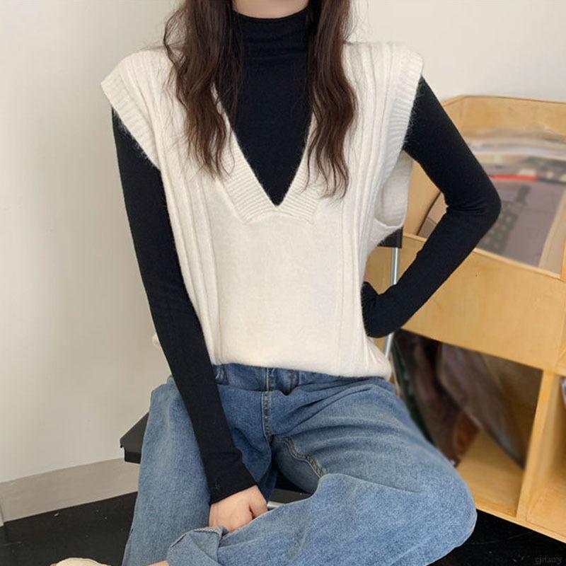 Áo len sát nách màu trơn trẻ trung phong cách cổ điển thời trang Hàn Quốc | BigBuy360 - bigbuy360.vn