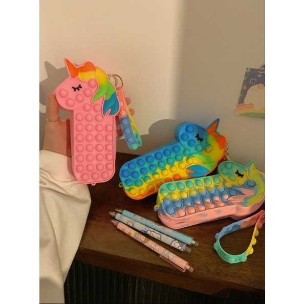 BÓP VIẾT POP IT KỲ LÂN UNICORN CÓ MÓC TREO, CÓ CLIP Ạ (TÚI ĐỰNG ĐỒ)