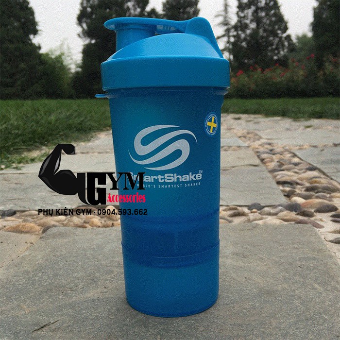 Bình lắc tập gym bình lắc thể thao smart shake 3 ngăn 400ml