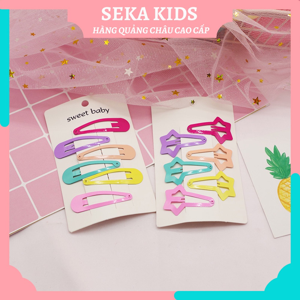 Kẹp tóc cho bé gái, set 6 kẹp tóc đẹp Hàn Quốc nhiều màu dễ thương thời trang cho trẻ em - SEKA KIDS 2105.17