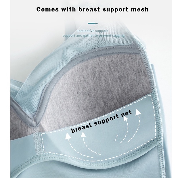 Áo Ngực Thể Thao Không Gọng Vải Lụa Lạnh Mỏng Cúp Ngực Cố Định Phong Cách Mới