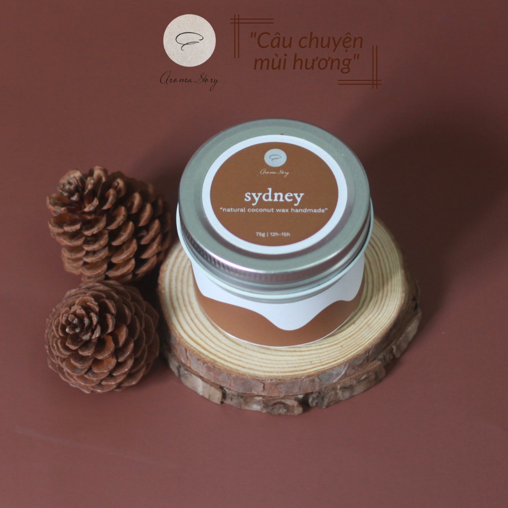 Nến Thơm Trang Trí, Cao Cấp, Tự Nhiên Aroma Story Hương Xô Thơm, Muối Biển Và Hoa Lily Sydney 75g