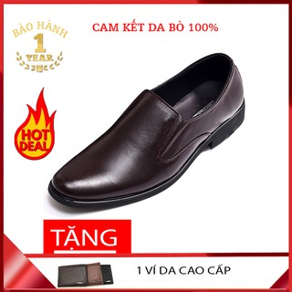 [MUA 1 ĐƯỢC 1] Giày Công Sở Da Bò, Giày Tây Nam Da Bò TH741 Nâu[TẶNG VÍ DA CAO CẤP TRỊ GIÁ 190K]