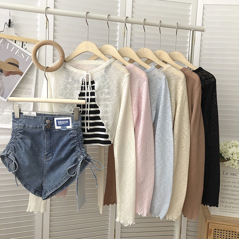 Áo Khoác Cardigan Tay Dài Chống Nắng Cột Dây Thời Trang Mùa Hè Cho Nữ