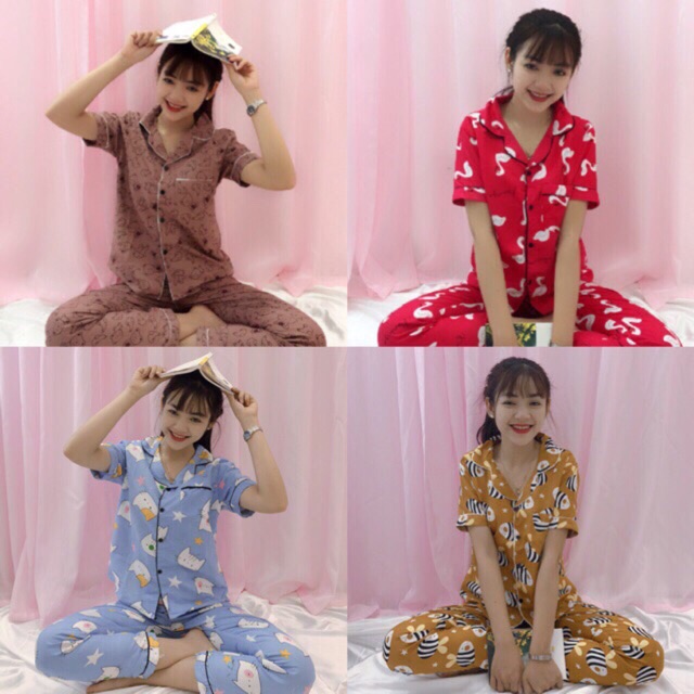 Bộ pijama tay cộc quần dài siêu đẹp | BigBuy360 - bigbuy360.vn