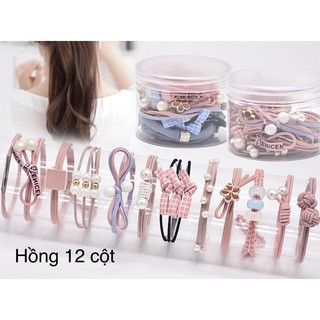 Set 12 dây thun cột tóc đơn giản phong cách Hàn Quốc Cao Cấp