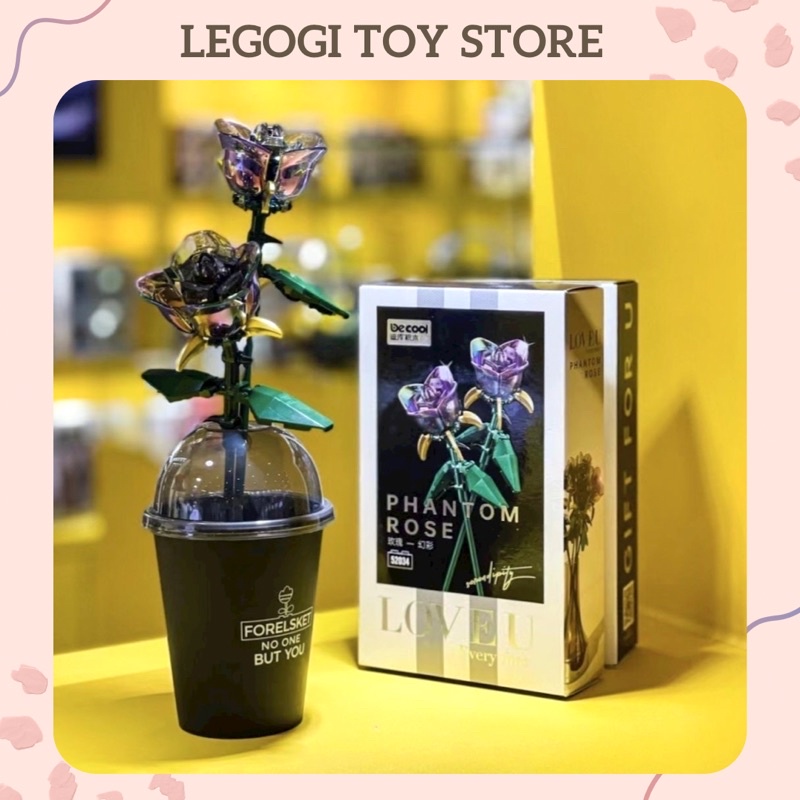 Đồ chơi xếp hình Legogi HOA PHANTOM ROSE TÍM ĐỎ mô hình lắp ghép quà tặng bạn nữ