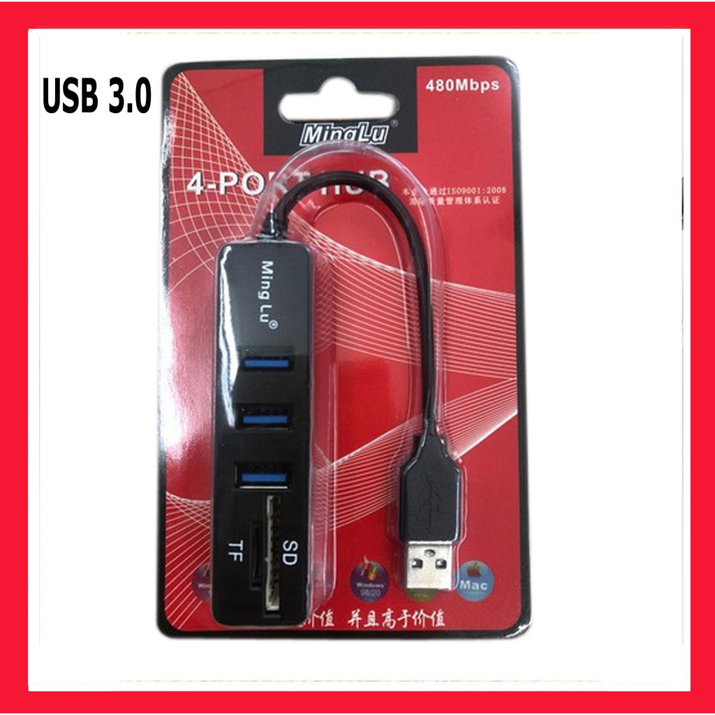 Hup USB 4 cổng + SD Card Minglu 3.0 (Chia USB 3.0)