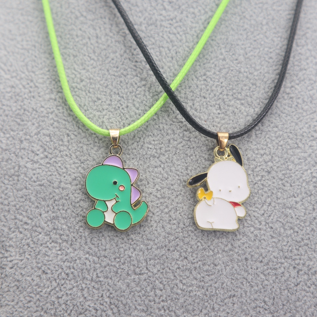 Set 2 Vòng cổ Mặt Kiểu Động Vật Hoạt Hình Nhiều Màu Sắc Bằng Hợp Kim Cho Nữ