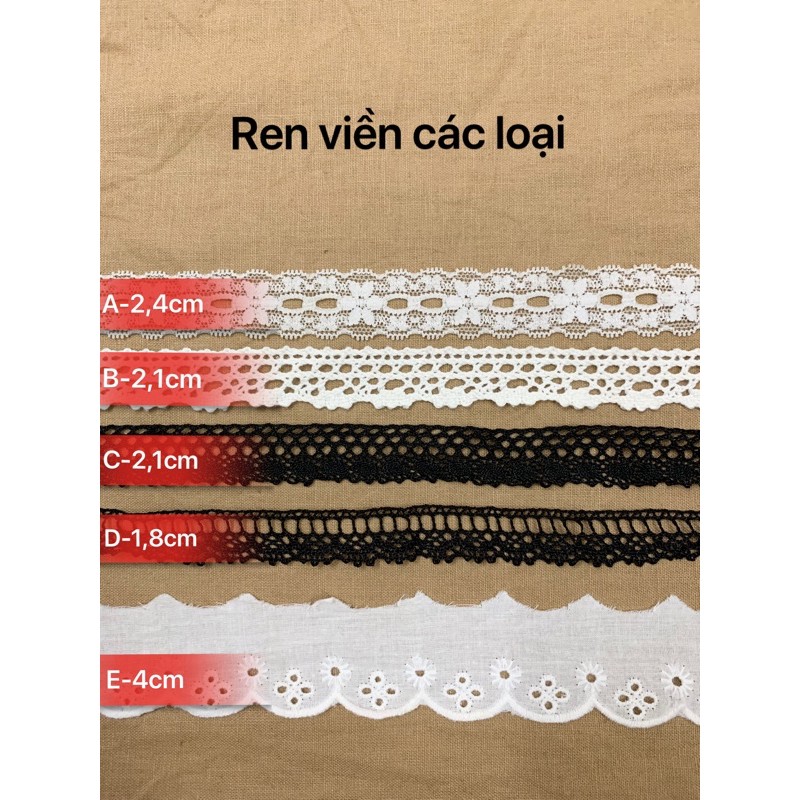 [Phụ liệu may giá rẻ]2m và 5m Ren viền trang trí quần áo ,ren thun,thun ren,ren chỉ viền quần áo,đồ handmade...