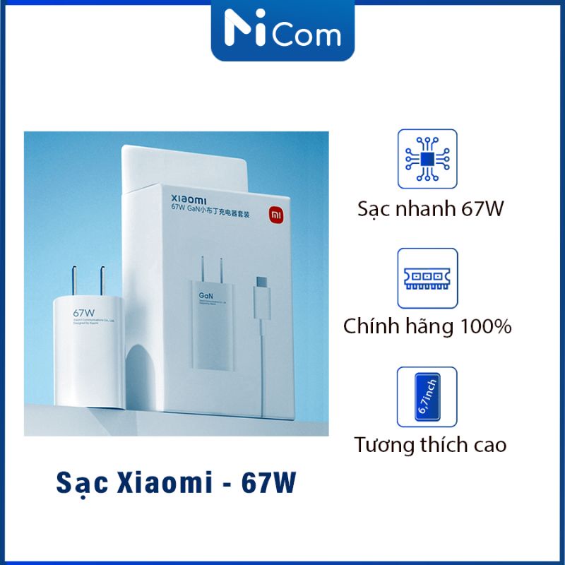 Củ Sạc Nhanh Xiaomi 67W Chính Hãng, Cục Sạc Nhanh Cho Các Dòng Điện Thoại Xiaomi, BH 6 Tháng, MICOM
