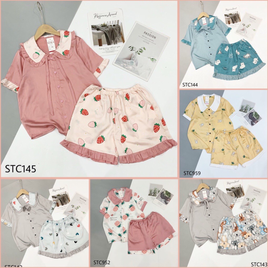 Bán Sỉ Lẻ SLL Pijama Lụa Satin Cao Cấp Mềm Mịn Thấm Hút Mồ Hôi - Bộ Mặc Nhà Cộc Đùi Thiết Kế Tay Dơi Xinh Xắn - Hàng mới