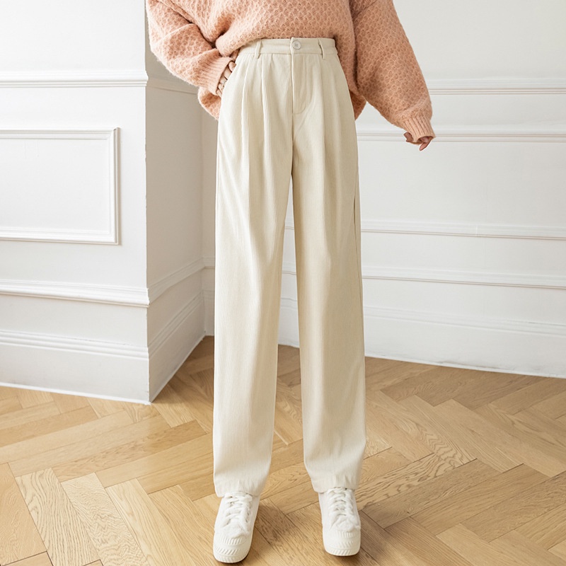 Quần Nhung Nữ Lưng Cao, Quần Ống Rộng Nữ Cạp Cao Khóa Kéo Trước Lưng Thun Sau Chất Vải Nhung Tăm Phong Cách Ulzzang Siêu | BigBuy360 - bigbuy360.vn