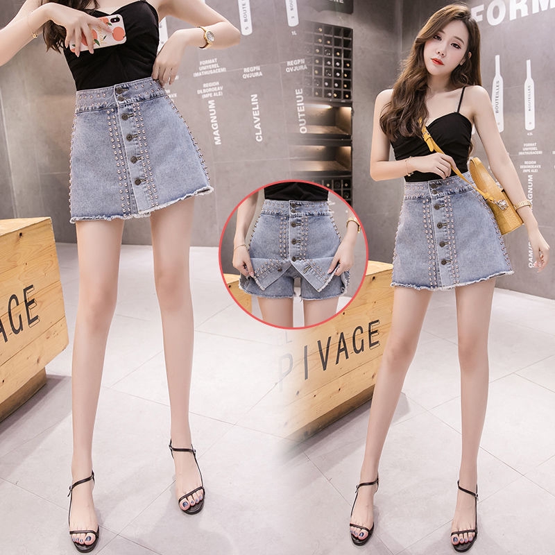 Chân Váy Denim Ngắn Đính Đinh Tán Cá Tính Cho Nữ | BigBuy360 - bigbuy360.vn