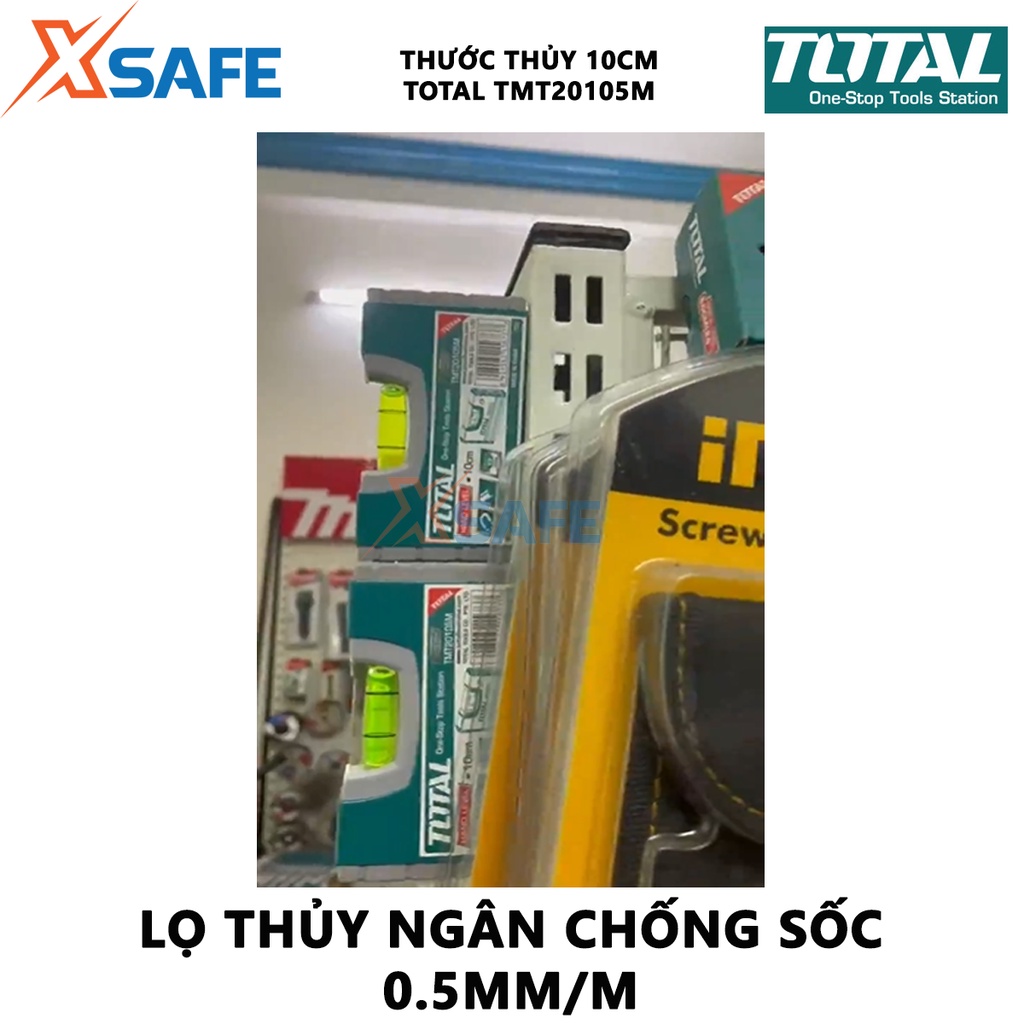 Thước thủy từ tính TOTAL TMT20105M Thước thủy nam châm chiều dài 10cm, tiêu chuẩn VPA, độ dày 1,5mm - Chính hãng