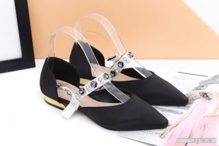 Giày bệt zara lụa quai đá fullbox