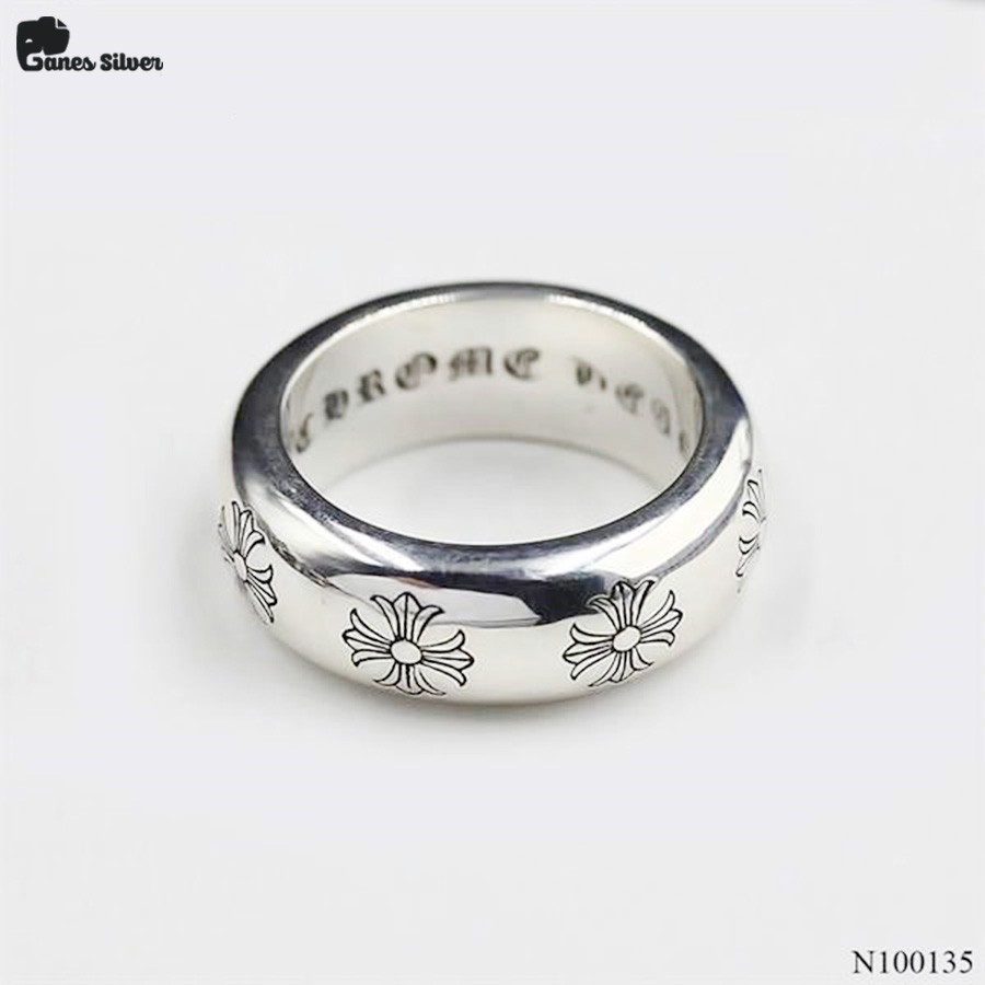 Nhẫn Bạc Thái Nam Chrome Heart Trơn-Ganes Silver