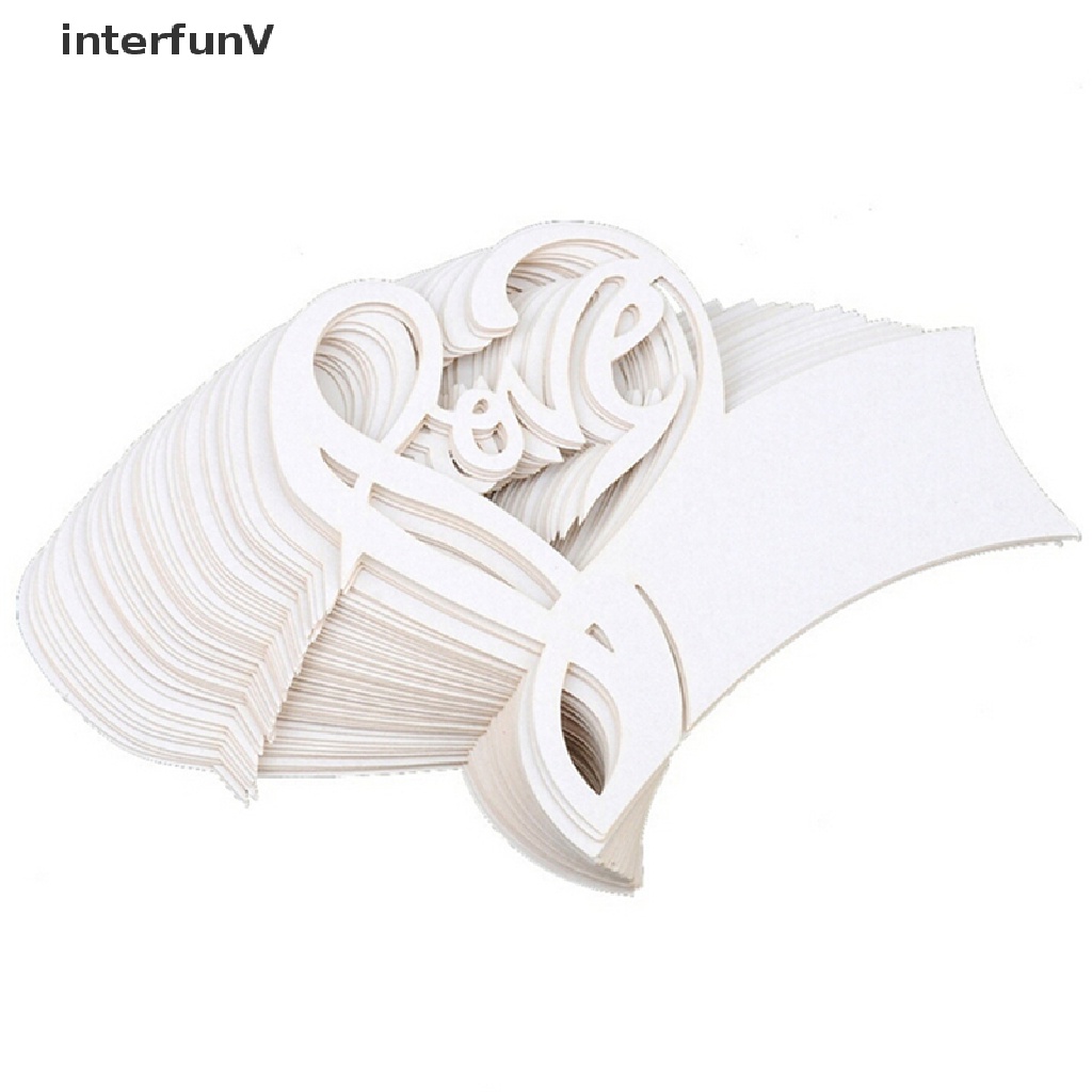 Set 50 Thẻ Tên Hình Trái Tim Trang Trí Chai Rượu Tiệc Cưới