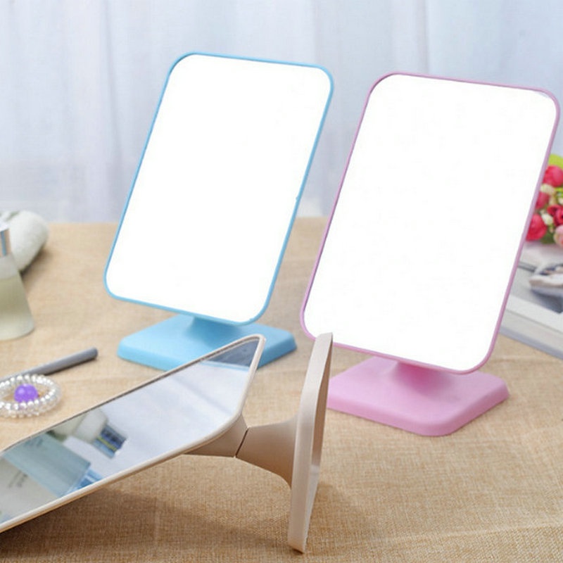 &lt;Tặng Sticker&gt;Gương Để Bàn Trang Điểm Khung Nhựa Chữ Nhật Dày Dặn 21.5*15cm  U149