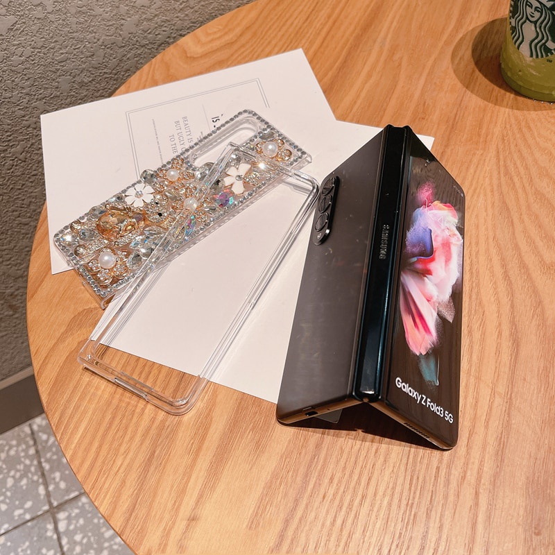Luxuy Ốp Điện Thoại Hình Gấu Đính Đá Cho samsung galaxy z fold 5 4 3 2 5g