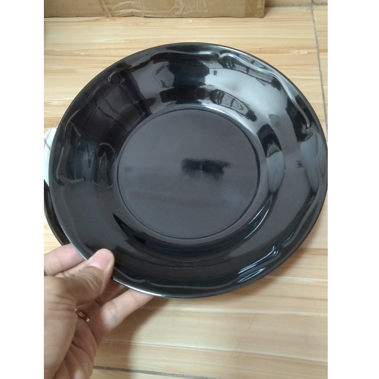 Dĩa tròn sâu lòng nhựa Melamine màu đen nhiều Size