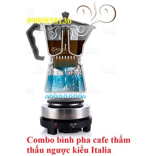COMBO BÌNH PHA CAFE 600ml thẩm thấu ngược kiểu Ý MOKA POT EXPRESS 12 TÁCH