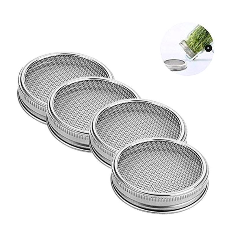 ✿ Set 4 Nắp Lưới Lọc Bằng Thép Không Gỉ 304 Dành Cho Máy Hút Bụi Mason Germinator Jar